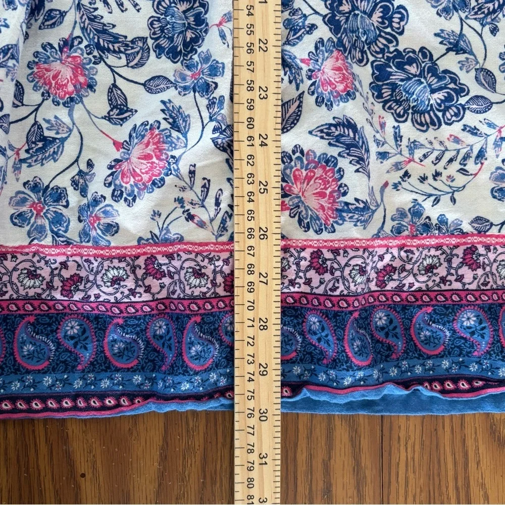 Old Navy Girl Dress Sz L Blue Floral Boho Peasant FairyCore Puff Slv Cottagecore - Picture 9 of 9